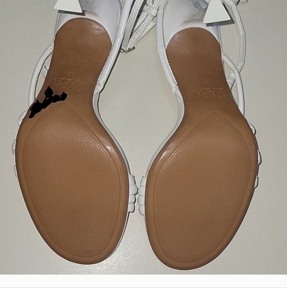 ZARA WHITE Angular Strappy Heels Size 8 - Picture 14 of 15